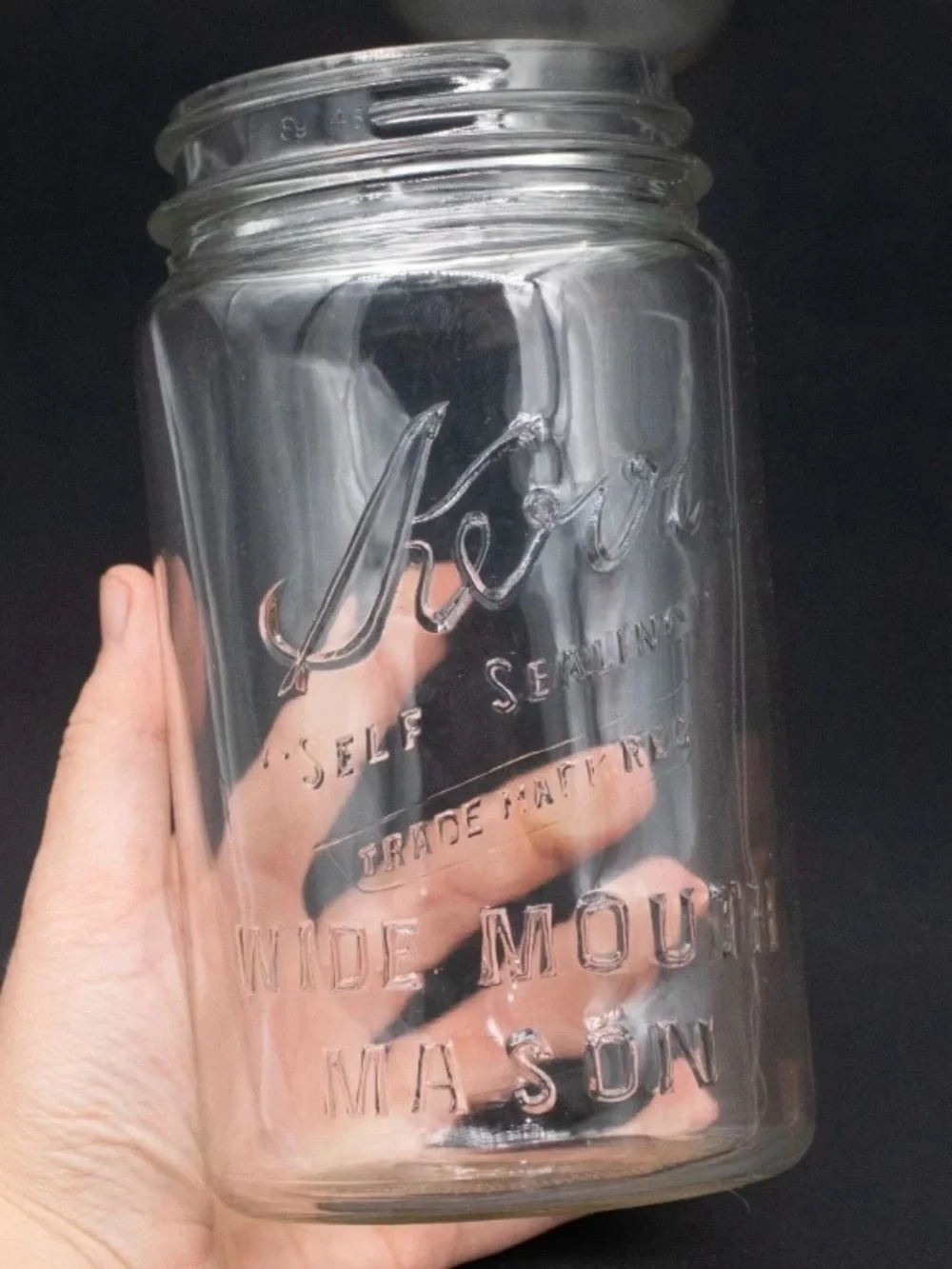 Vintage Kerr Wide Mouth Clear Glass Mason Jars Quart Vintage Canning Jars